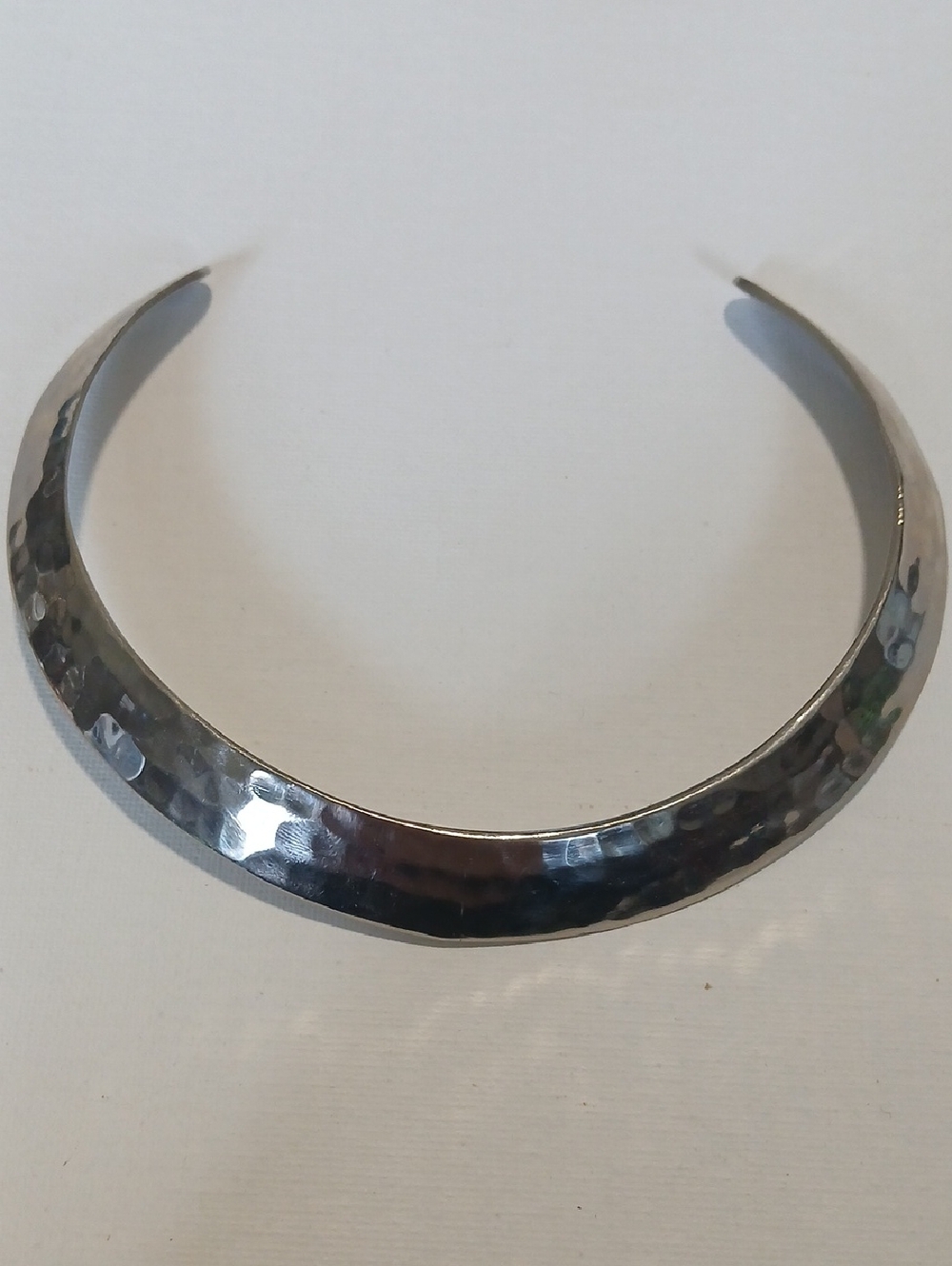Vintage Hammered Brutalist Tribal Boho Festival Silver Collar Choker Necklace